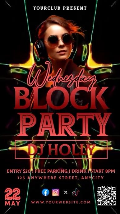 Plantilla de wednesday block party | PosterMyWall