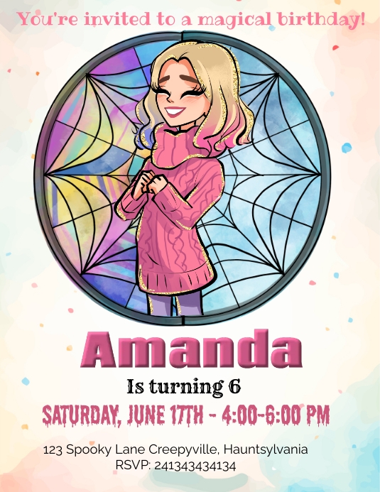 Wednesday Enid Birthday Invitation Flyer (US Letter) template
