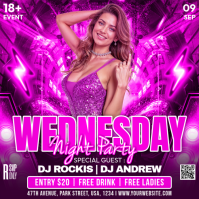 Pink Night Party Vierkant Template