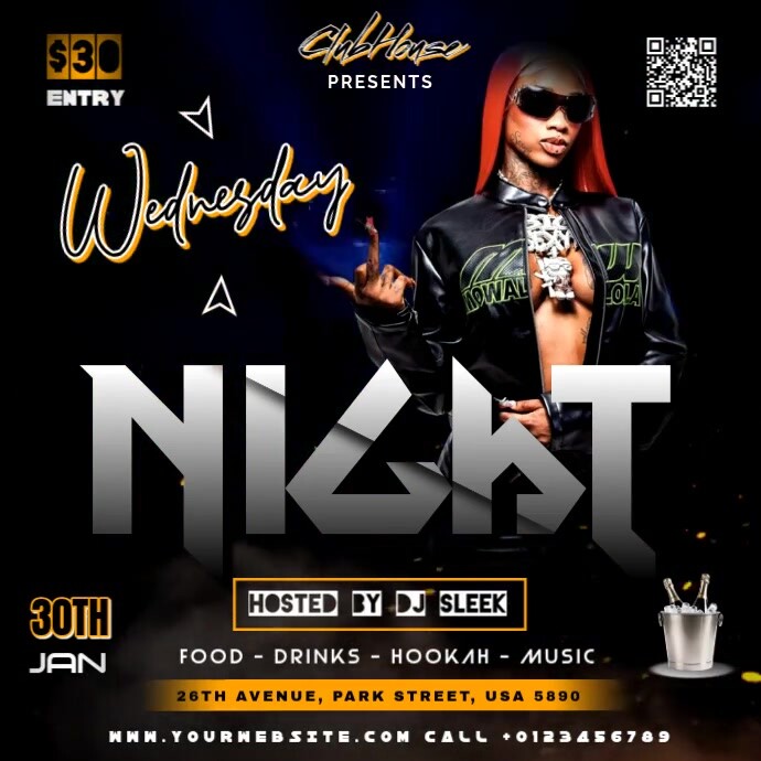 WEDNESDAY NIGHT PARTY FLYER TEMPLATE Instagram Post