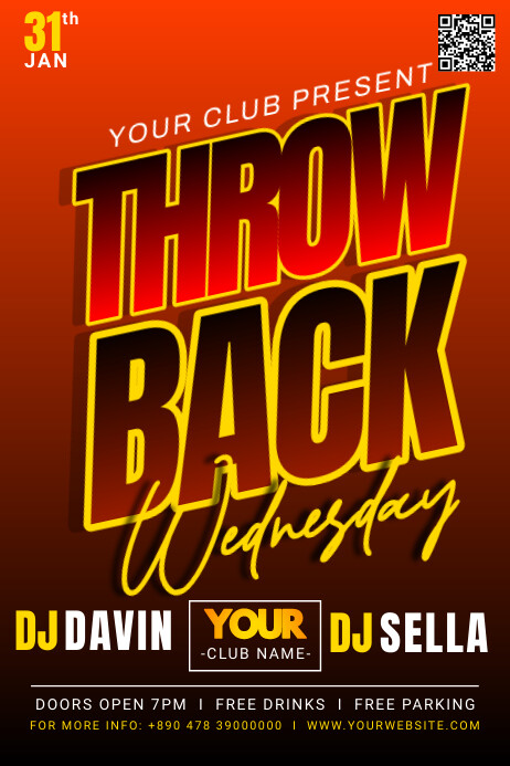 Kick Back Wednesday Wednesday Throw Back Party Template | PosterMyWall