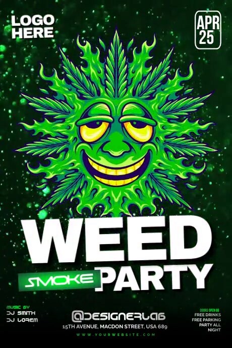 Weed Smoke Party Plakkaat template