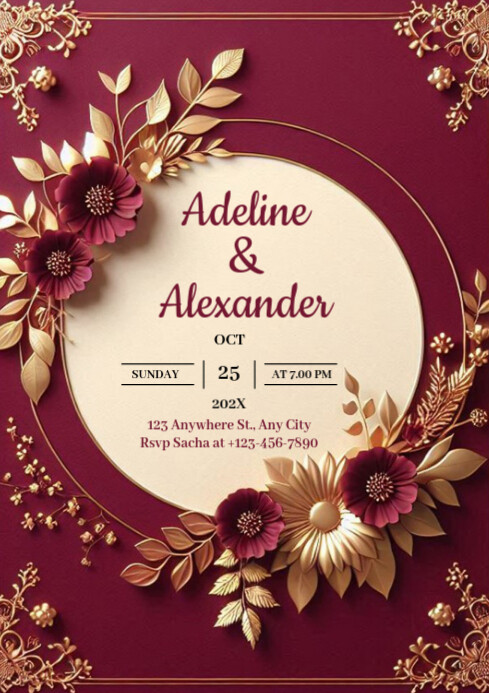 WEEDING INVITATION CARD A4 template
