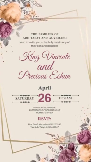 Weeding Invitation Card Instagram Reel template