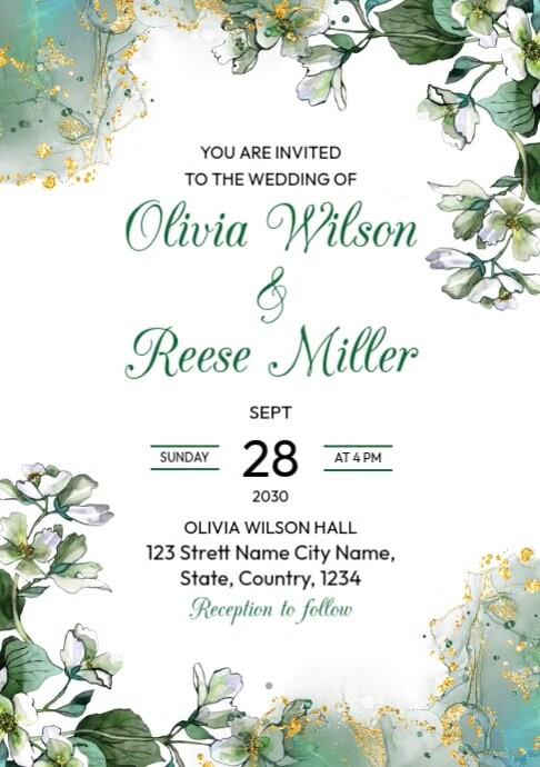 Weeding invitation Flyer A4 template