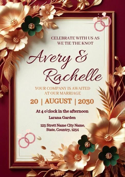 Weeding invitation Flyer A4 template