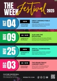 Week festival music party event schedule A4 template