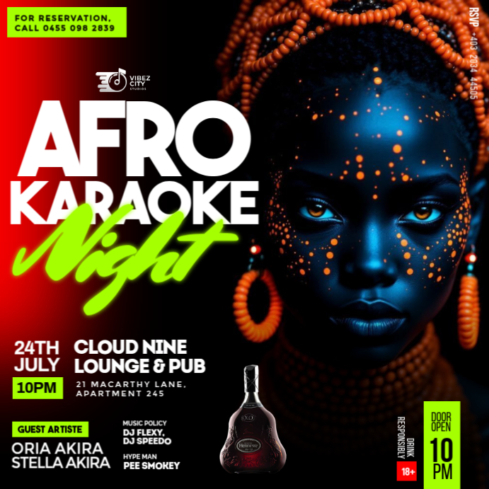 Weekend Afro Karaoke Night Party Flyer for Social Media Template ...