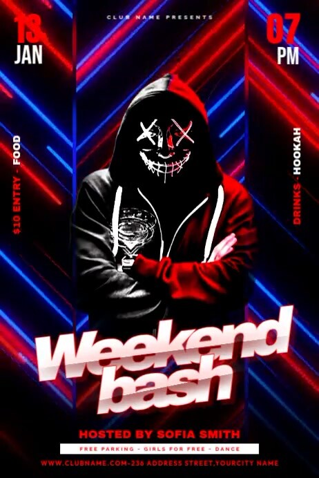 Weekend Bash Night Template | PosterMyWall
