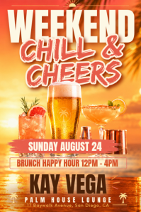 Weekend Chill Happy Hour Póster template