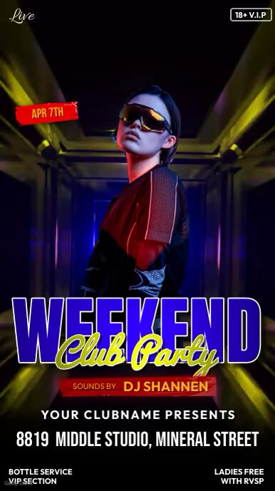 Weekend Club Party Video Instagram Story template