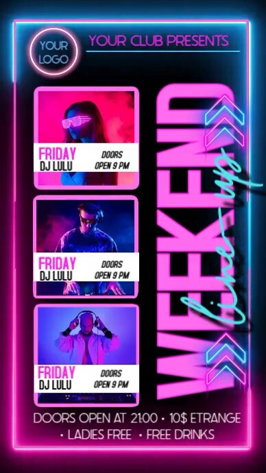 Weekend Line-Up Digital Display (9:16) template