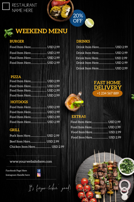weekend menu poster Template | PosterMyWall
