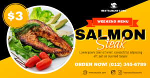 Weekend Menu Salmon Steak Ad Template Immagine condivisa di Facebook