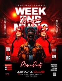 Negro Weekend Music Party Pamflet Template