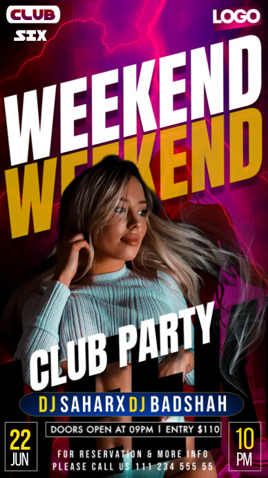 weekend nights/party /disco party/dj party Instagram Story template