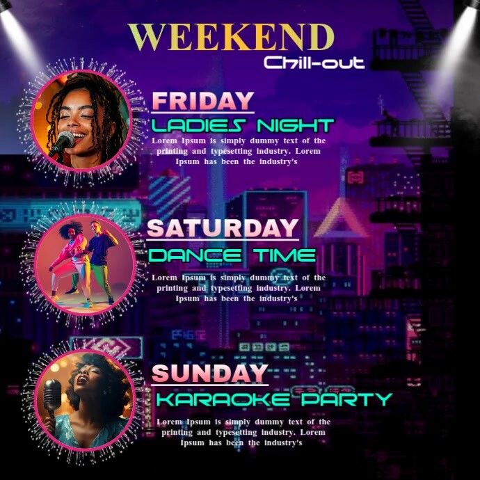 Weekend Party Flyers Instagram Post Template | PosterMyWall