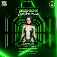 weekend party green theme template Square (1:1)