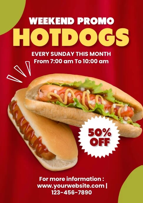 Weekend Promo Hotdogs Template | PosterMyWall