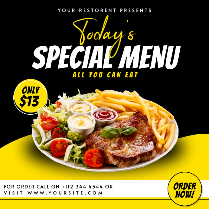 Weekend Menu Text Weekend special dish Template | PosterMyWall
