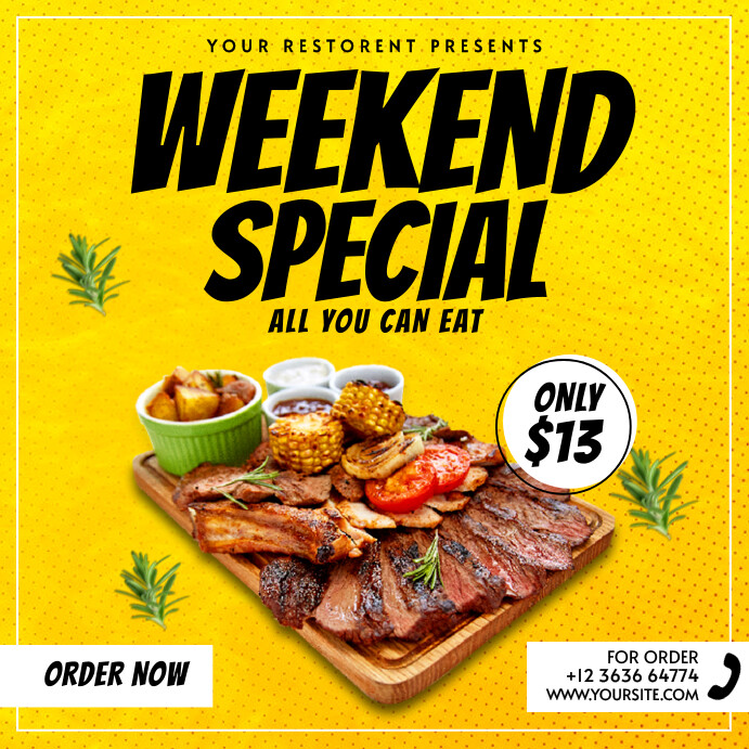 Weekend Menu Text Weekend special dish Template | PosterMyWall