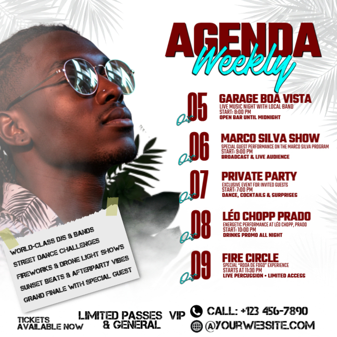 Weekly Local Guide Posts WEEKLY AGENDA EVENT SCHEDULE Template | PosterMyWall