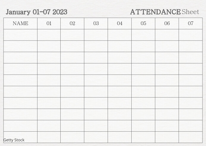 Weekly Attendance Sheet Template Printable PosterMyWall