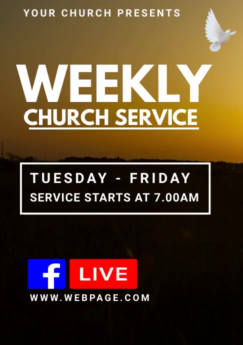Weekly Bible study, morning devotion, church A5 template