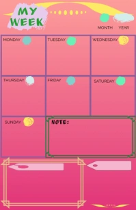 WEEKLY CALENDAR Half Page Wide template