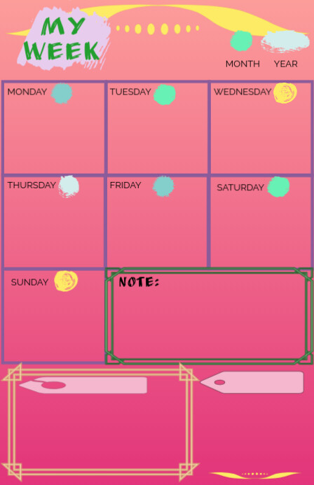 WEEKLY CALENDAR Meia página larga template