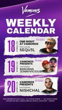 Weekly Calendar DJ Featuring Story Template Digital Display (9:16)