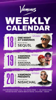 Weekly Calendar DJ Featuring Story Template Affichage numérique (9:16)