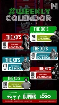 Weekly Calendar Schedule Green Theme Instagram Story template