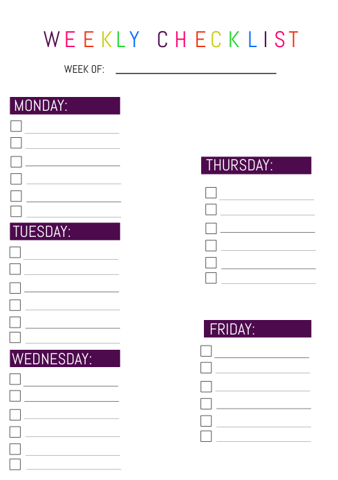Weekly Checks Copy of Weekly Checklist Template | PosterMyWall