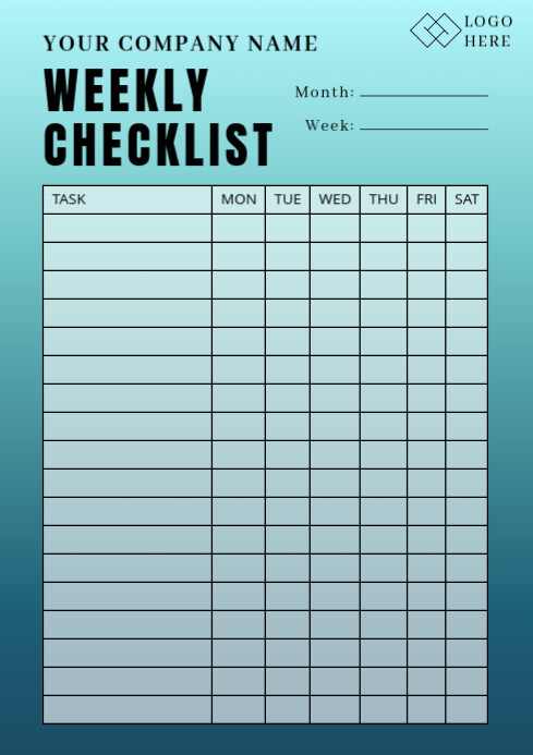 Copy of weekly checklist. checklist, planner | PosterMyWall