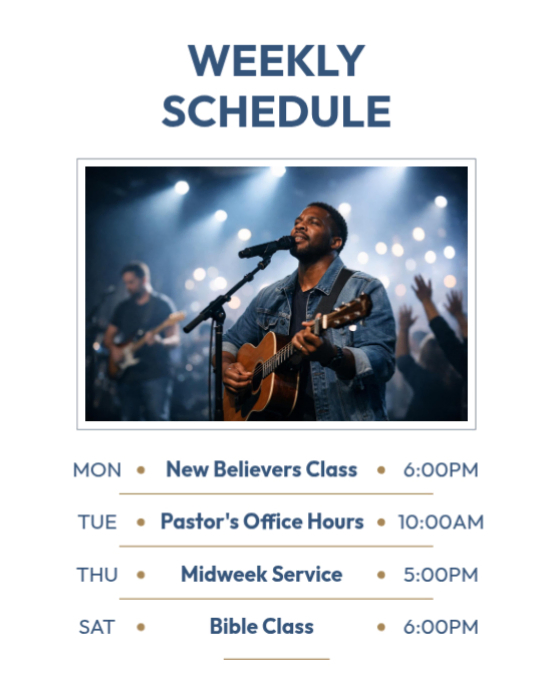 Weekly Church Schedule Template | PosterMyWall