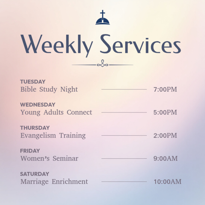 Weekly Church Services Template | PosterMyWall