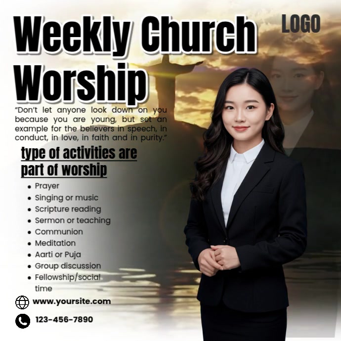 Plantilla de Weekly Church Worship Services | PosterMyWall