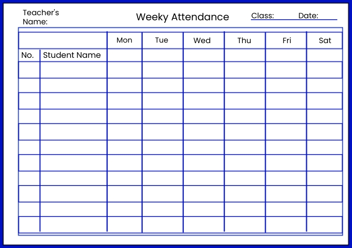 Weekly Class Attendance free template | PosterMyWall