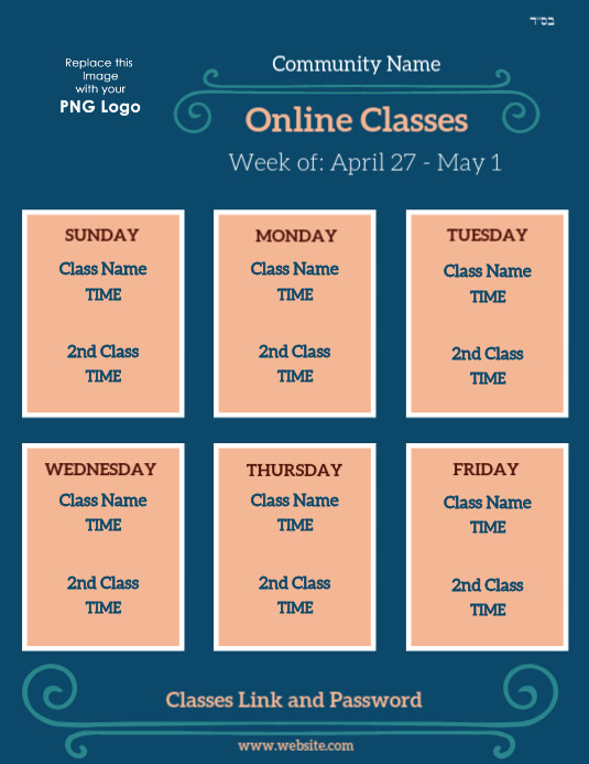 Copy of weekly class schedule | PosterMyWall