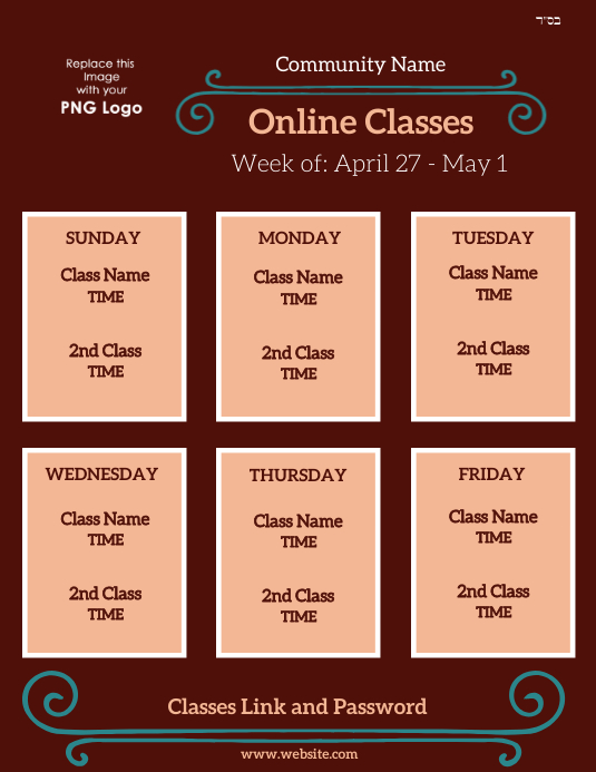 weekly class schedule Flyer (US Letter) template