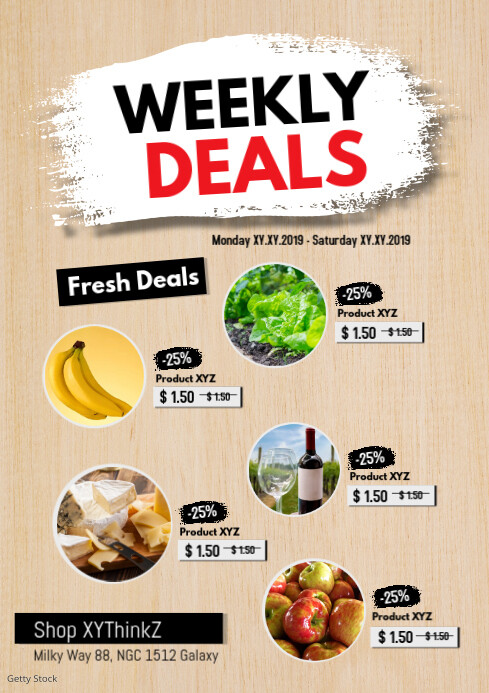 Weekly Deals Product flyer Poster Discount Sale Retail Food Template ...