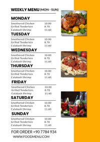 Restaurant Weekly Food Menu Template | PosterMyWall