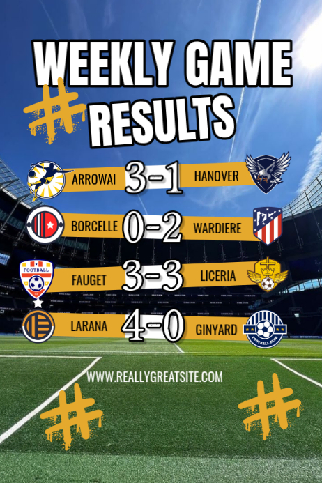Game Result Example Weekly Game Results Template | PosterMyWall