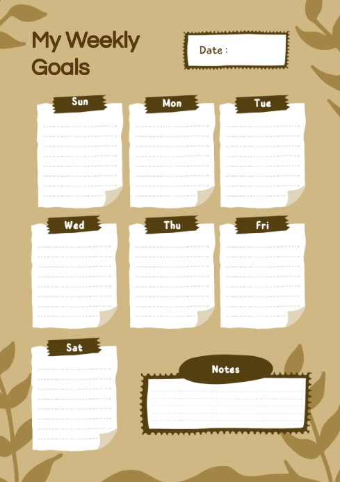 Weekly goals Template | PosterMyWall