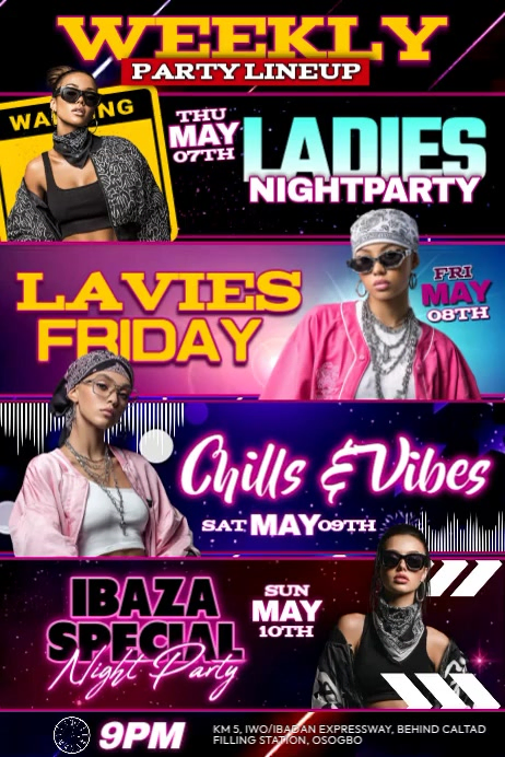 Weekly Ladies Night Party Lineup Template | PosterMyWall