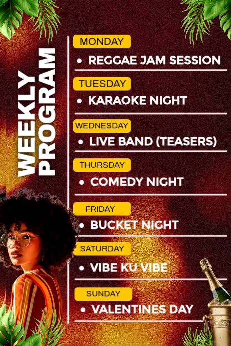 Weekly Lounge Nights & Entertainment Template | PosterMyWall