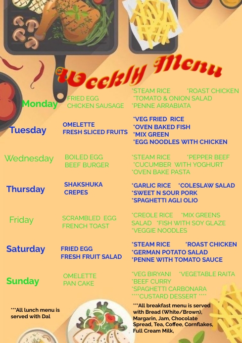 Copy of Weekly Menu | PosterMyWall