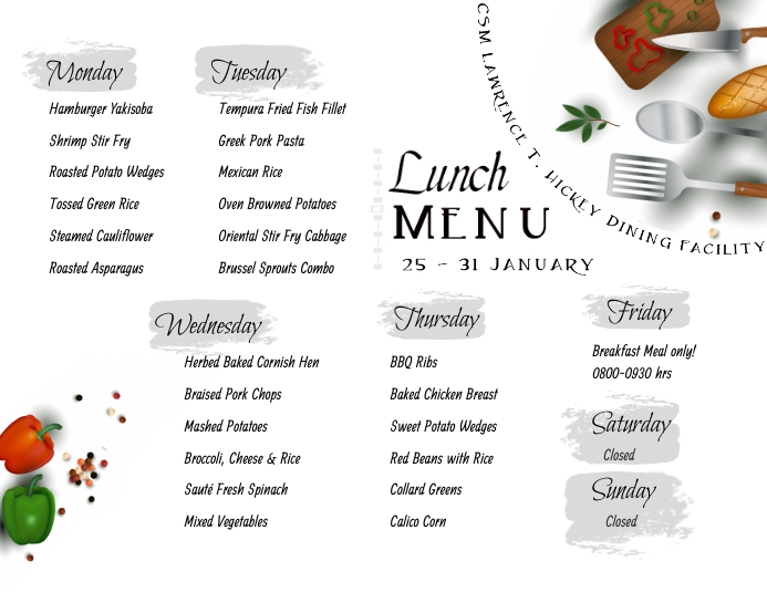 Weekly Menu Template | PosterMyWall