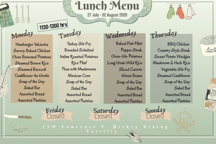 Weekly Menu Template | PosterMyWall